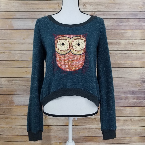 Miss Me Sweaters - Miss Me M MEDIUM Owl High Low Sweater Shirt